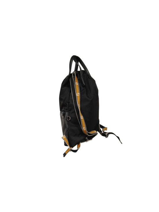 Fendi Nylon Vitello Backpack Black Leather Drawstring Logo Yellow White Straps main image 13